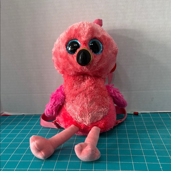 TY Gilda The Pink Flamingo Plush Backpack 10” Fun Trendy Bright Sparkly Eyes - Picture 1 of 7